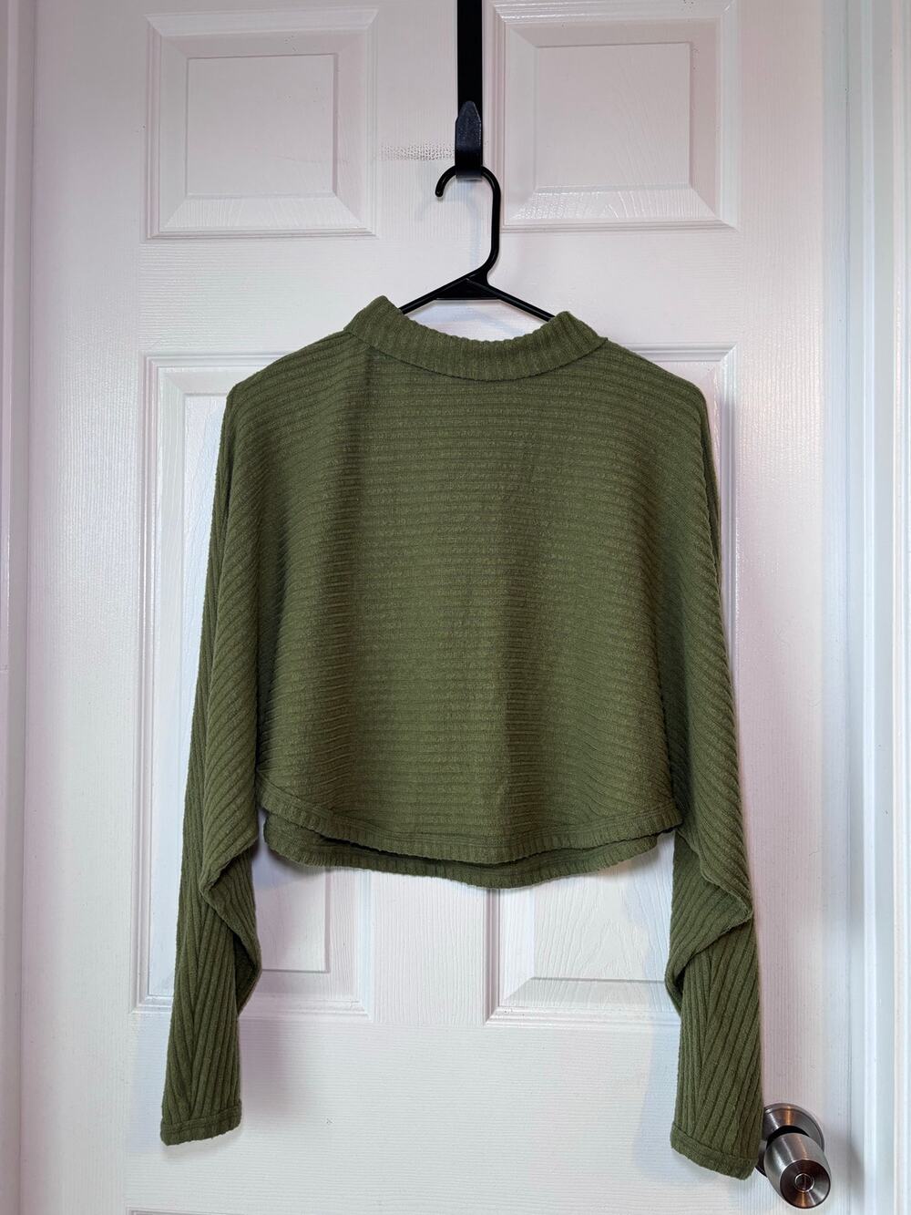Pilcro Anthropologie Women’s Small Olive Green Ribbed Mock Neck Dolman Sweater